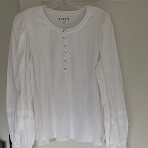 LOFT White Button-Front Blouse